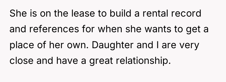 She is on the lease to build a rental record...
