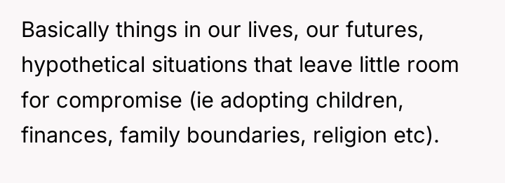 Basically things in our lives, our futures, hypothetical situations that...