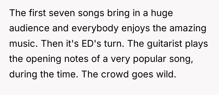 The first seven songs bring in a huge audience and...