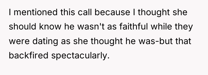 I mentioned this call because I thought she should know...