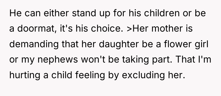 He can either stand up for his children or be...