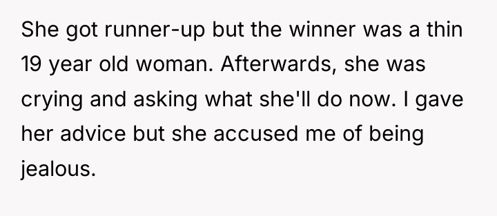 She got runner-up but the winner was a thin 19...