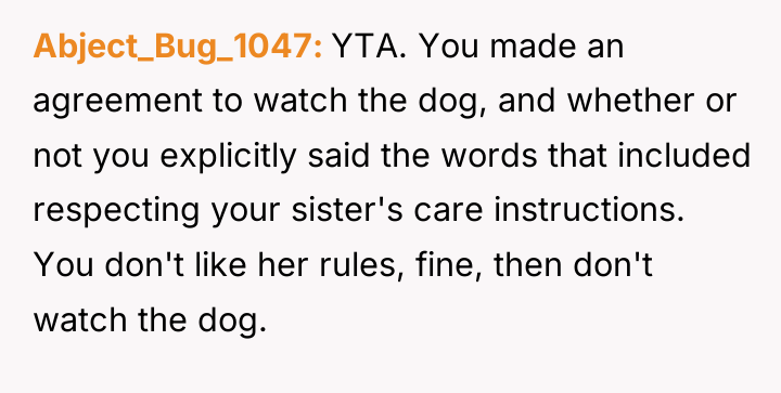 Abject_Bug_1047 YTA. You made an agreement to watch the dog,...