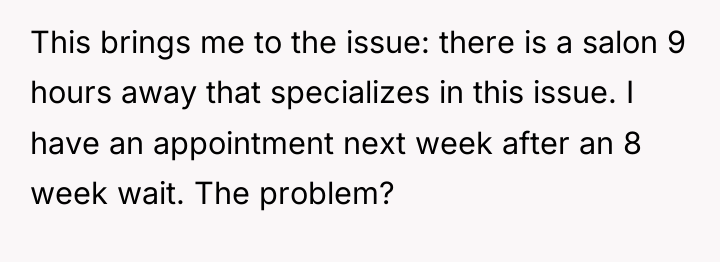 This brings me to the issue: there is a salon...