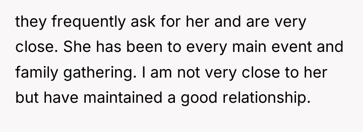 they frequently ask for her and are very close. She...