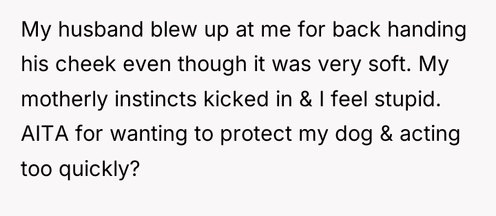 My husband blew up at me for back handing his...