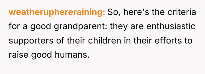 weatheruphereraining So, here's the criteria for a good grandparent: they...
