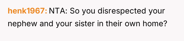 henk1967 NTA: So you disrespected your nephew and your sister...