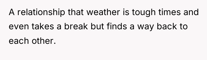 A relationship that weather is tough times and even takes...