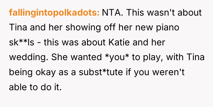 fallingintopolkadots NTA. This wasn't about Tina and her showing off...