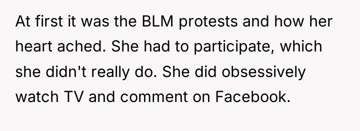 At first it was the BLM protests and how her...