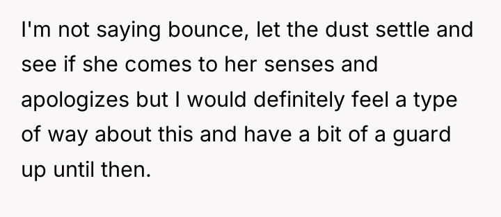 I'm not saying bounce, let the dust settle and see...