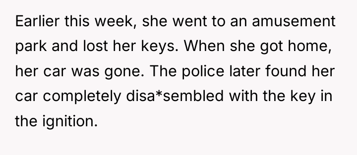 Earlier this week, she went to an amusement park and...