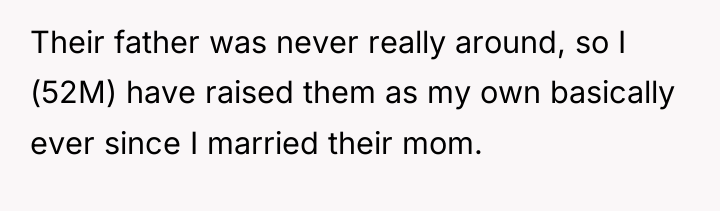 Their father was never really around, so I (52M) have...