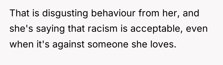 That is disgusting behaviour from her, and she's saying that...