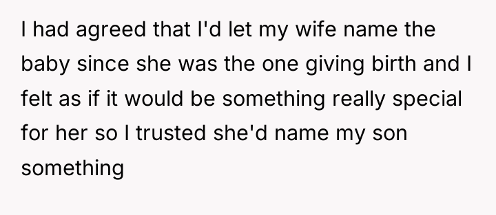 I had agreed that I'd let my wife name the...