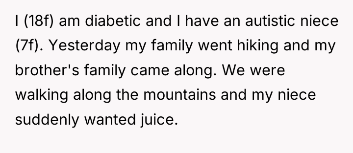 I (18f) am diabetic and I have an autistic niece...