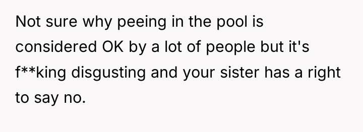 Not sure why peeing in the pool is considered OK...