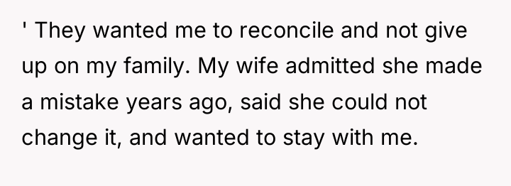 ' They wanted me to reconcile and not give up...