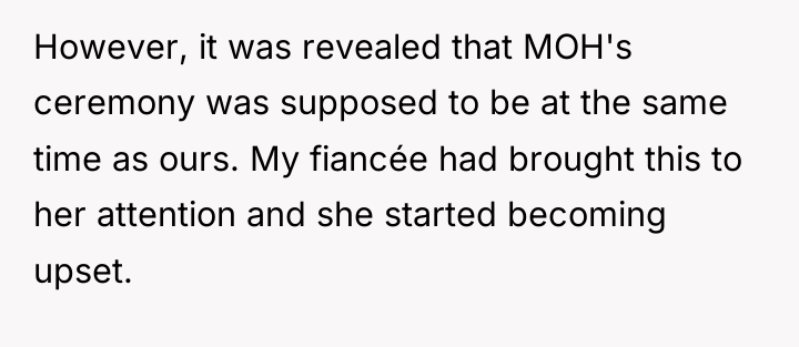 However, it was revealed that MOH's ceremony was supposed to...