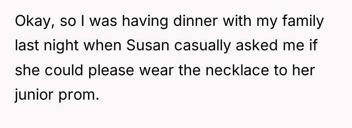 Okay, so I was having dinner with my family last...