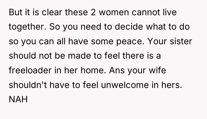 But it is clear these 2 women cannot live together....