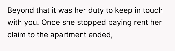 Beyond that it was her duty to keep in touch...