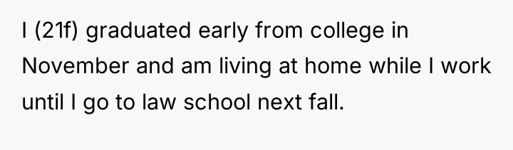 I (21f) graduated early from college in November and am...