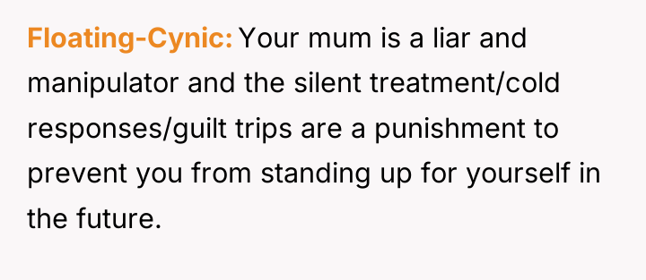 Floating-Cynic Your mum is a liar and manipulator and the...