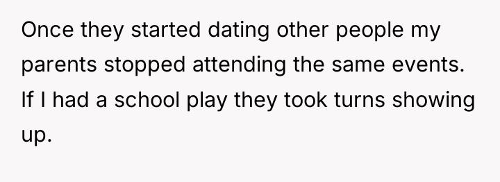 Once they started dating other people my parents stopped attending...