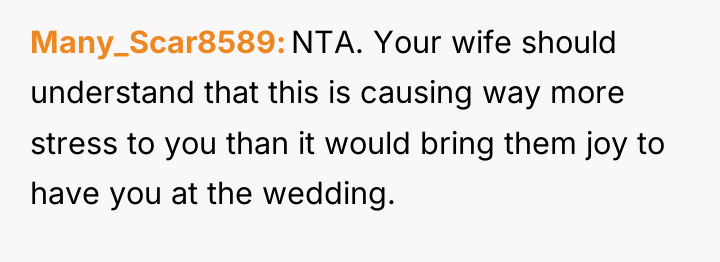 Many_Scar8589 NTA. Your wife should understand that this is causing...