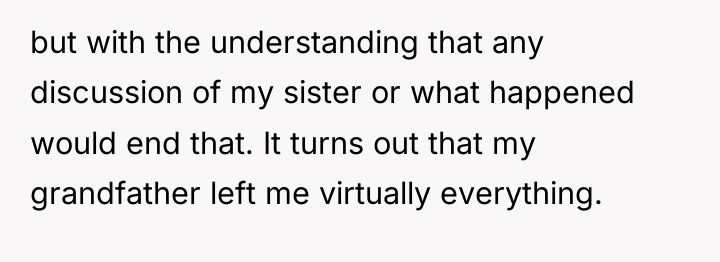but with the understanding that any discussion of my sister...