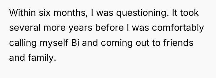 Within six months, I was questioning. It took several more...