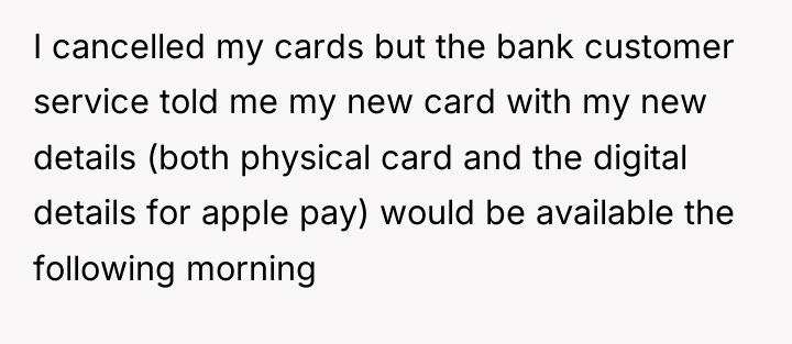 I cancelled my cards but the bank customer service told...