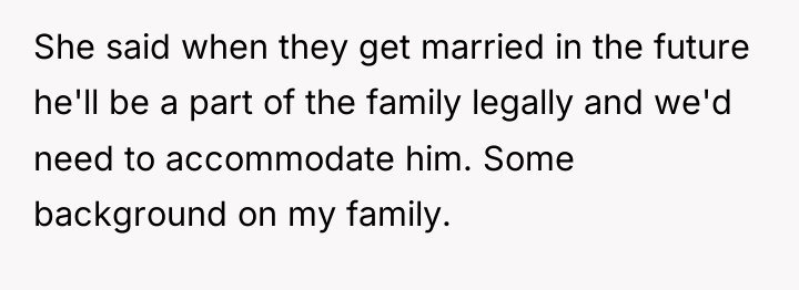 She said when they get married in the future he'll...