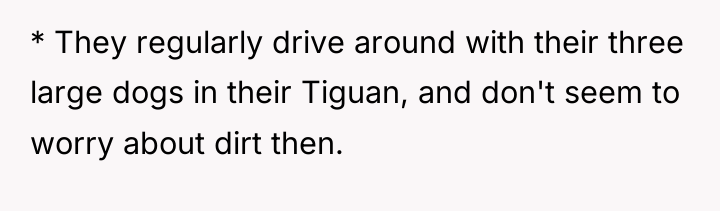* They regularly drive around with their three large dogs...