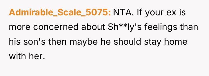 Admirable_Scale_5075 NTA. If your ex is more concerned about Sh**ly's...
