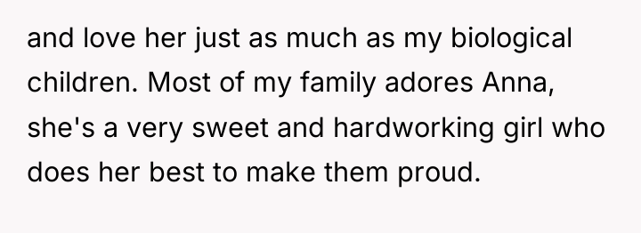 and love her just as much as my biological children....