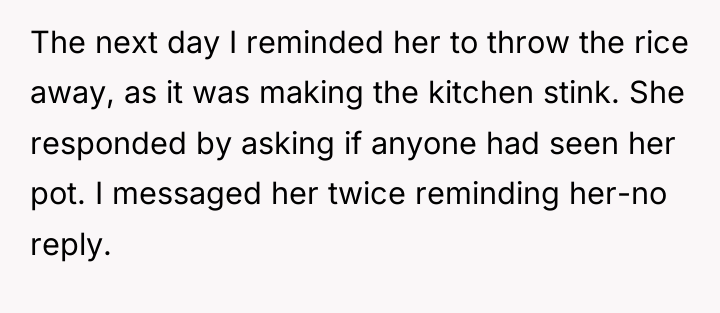 The next day I reminded her to throw the rice...