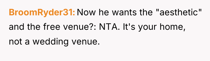 BroomRyder31 Now he wants the "aesthetic" and the free venue?:...
