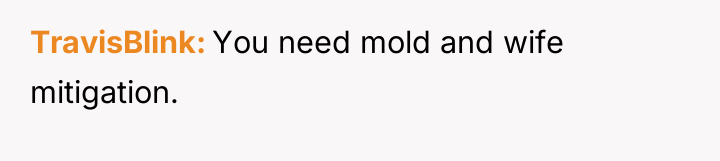 TravisBlink You need mold and wife mitigation.