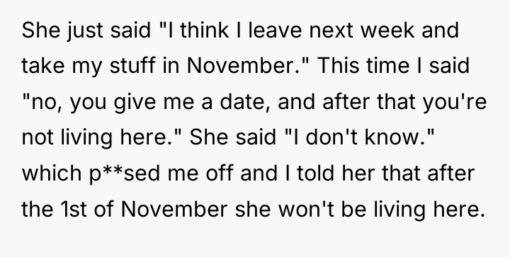 She just said "I think I leave next week and...