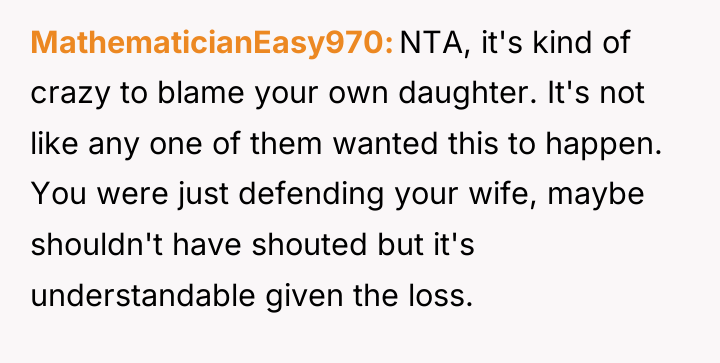 MathematicianEasy970 NTA, it's kind of crazy to blame your own...