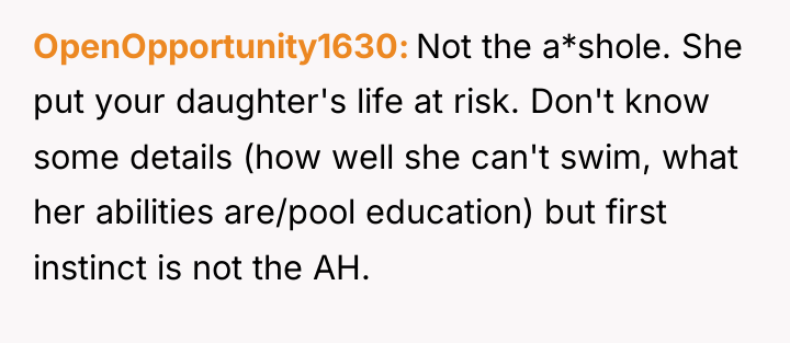 OpenOpportunity1630 Not the a*shole. She put your daughter's life at...