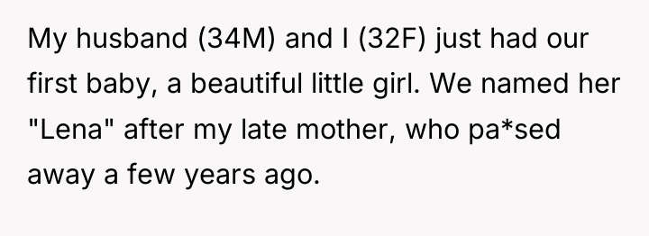 My husband (34M) and I (32F) just had our first...