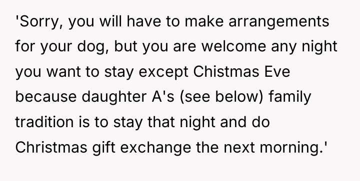 'Sorry, you will have to make arrangements for your dog,...