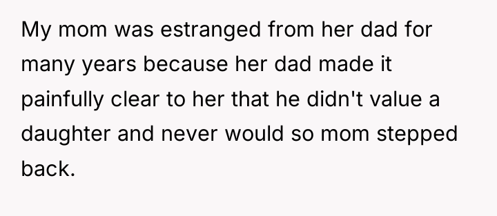 My mom was estranged from her dad for many years...