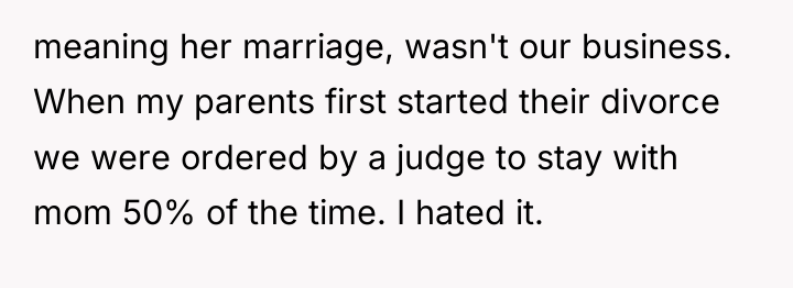 meaning her marriage, wasn't our business. When my parents first...