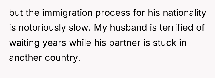 but the immigration process for his nationality is notoriously slow....