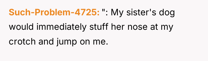 Such-Problem-4725 ": My sister's dog would immediately stuff her nose...